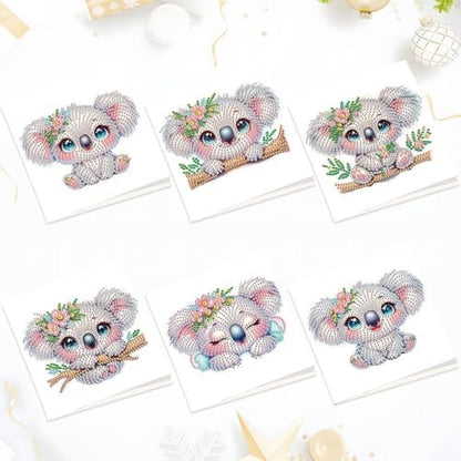 MVVMTOP 6pcs Diamond Art Painting Greeting Card, DIY Koala Diamond Art Greeting Card for Blessing and Wishe Special Shaped Diamond Arts Crafts for Birthday Thanksgiving Day by MVVMTOP