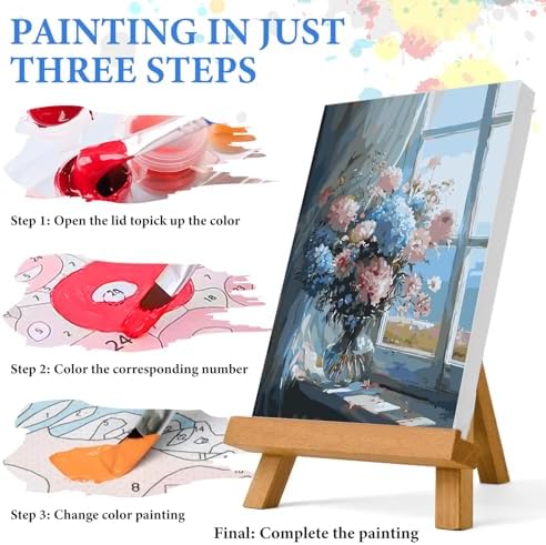 PRASIO Paint by Numbers Kit for Adults Beginner, Flowers Adult Paint by Number Kits on Canvas, DIY Acrylic Watercolor Oil Paint by Number for Adults for Home Decor Gift 16x20 Inch - Image 4
