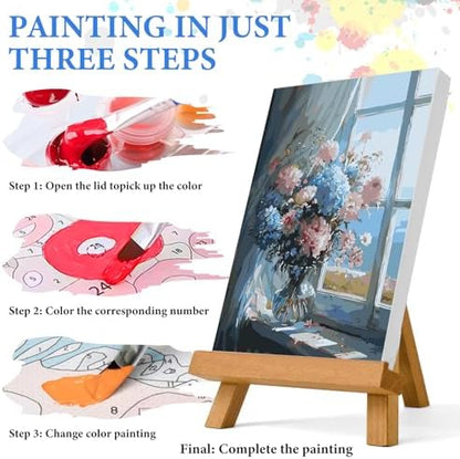 PRASIO Paint by Numbers Kit for Adults Beginner, Flowers Adult Paint by Number Kits on Canvas, DIY Acrylic Watercolor Oil Paint by Number for Adults for Home Decor Gift 16x20 Inch - Image 4
