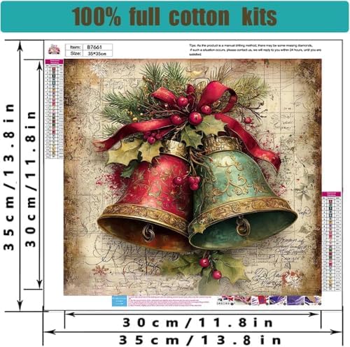 Tiwabb Christmas Bell Stamped Cross Stitch Kits for Adults Beginners - Image 4