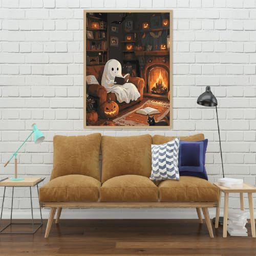 Eiazuiks Halloween Stamping Cross Stitch Kit, Ghost Halloween Counting Cross Stitch Kit for Adult Beginners, Full Line DIY Stitching Kit for Home Decor Cross Stitch Patterns 12x16 inches - Image 4