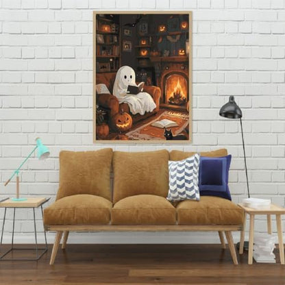 Eiazuiks Halloween Stamping Cross Stitch Kit, Ghost Halloween Counting Cross Stitch Kit for Adult Beginners, Full Line DIY Stitching Kit for Home Decor Cross Stitch Patterns 12x16 inches - Image 4