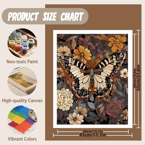XTCIXAL Paint by Numbers Kit for Adults, Butterfly, 16X20 Inch - Image 4