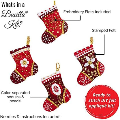 Bucilla Felt Applique 6 Piece Ornament Making Kit, Holiday Favorites, Perfect for DIY Arts and Crafts, 89577E - Image 3