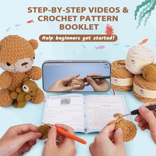 Crochetta Crochet Kit for Beginners, Crochet Starter Kit w Step-by-Step Video Tutorials, Beginner Crochet Kit for Adults Kids Women Men Complete Kit Included (Otter Mom and Baby) - Image 3
