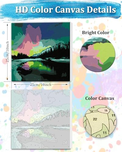 TOCARE Framed Paint by Numbers Kit for Adults, Aurora Borealis Paint by Number with Frame,Northern Lights Paint by Numbers Framed Canvas for Home Wall Decor (10x10 Inch, Without Easel) - Image 2