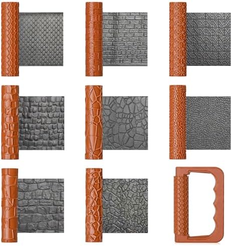 Leriton 9 Pcs Clay Texture Roller Set with Handle, Terrain by Leriton