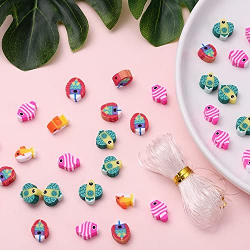 100pcs Mixed Tropical Fish Polymer Clay Spacer Beads for Women Jewelry Making DIY Bracelet Necklace Hair Clip Accessories (Tropical Fish) - Image 2