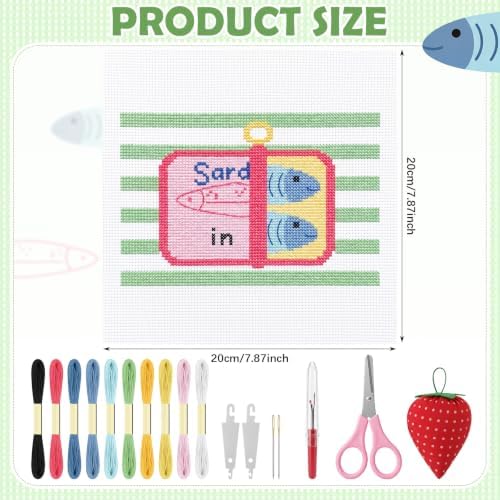 XunYee Needlepoint Canvas Kit, Sardines in Oil - Image 2