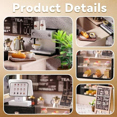 Flever DIY Miniature House Kit, Tiny Home Kit with LED Light, Mini House Build Craft Kits for Adults and Teens, Home Decor Creative Gift for Family/Friends (Leisurely Coffee Shop) - Image 4