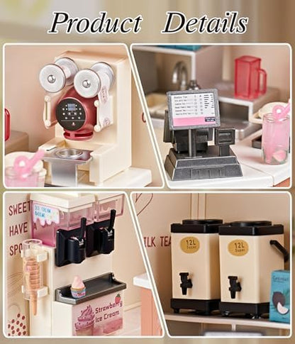 Bubble Tea Shop DIY Miniature House Kit with Light - Image 3
