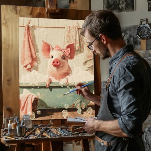 Reivworl Pig Paint by Numbers Kit for Adults Beginner 16×20 inch - Image 3