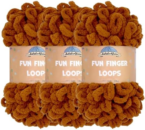 JubileeYarn Fun Finger Loops Yarn - Hickory - 3 Skeins by BambooMN