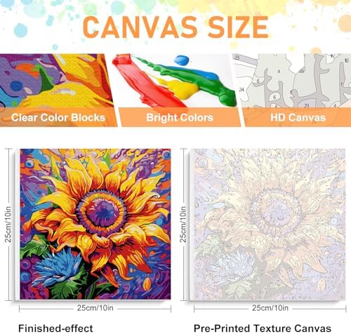 Offito Framed Paint by Numbers Kit for Adults Beginners, Sunflower - Image 3