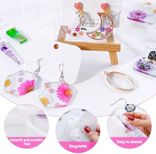 KABAKE Earring Molds Silicone Kit, 174Pcs Resin Jewelry Making Kit Set, Jewelry Casting Mold for Epoxy Resin, Stud Dangle Drop Earrings Molds with Hole - Image 3