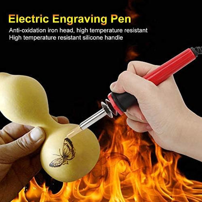 Wood Burning Pen, 7PCS 30W Pyrography Pen Wood Burning Kit with 5 Interchangeable Heads for Wood Soldering and Pyrography - Image 2