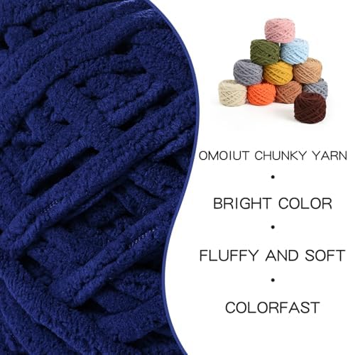 3 Pack Plush Chenille Chunky Yarn 100g (49.2yd) - Fluffy Velvet Yarn Crochet for Blanket Knitting and Crocheting - Baby Yarns for Crocheting Soft - Amigurumi Yarns (3 Navy Blue) - Image 2