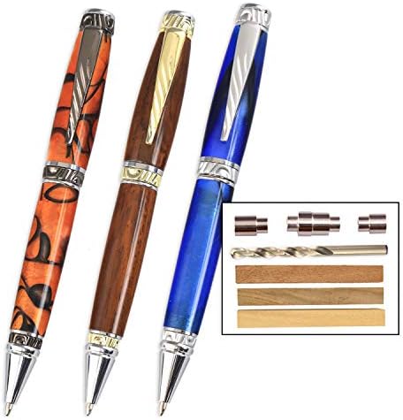 Legacy Woodturning, Fat Cat Pen Kit Starter Pack with Bushings, Hurricane M42 Cobalt Drill Bit, Pen Kits, Wood Pen Blank Sampler Pack by LegacyWoodturning