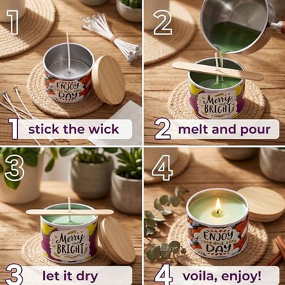Blingfun Soy Wax for Candle Making Kit-DIY Candle Making Supplies Include Soy Wax, Candle Tins,Pouring Pot, Essential Oils, Thermometer & More, Perfect as Home Decoration - Image 5