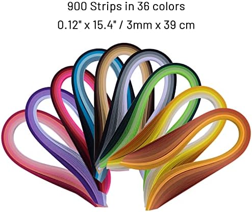 Paper Quilling Strips, 1/8 x 15.4 in (3mm x 39cm), 900 Pieces, 36 Colors - Image 3