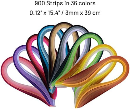 Paper Quilling Strips, 1/8 x 15.4 in (3mm x 39cm), 900 Pieces, 36 Colors - Image 3
