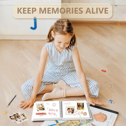 Popotop 12x12 Inch Scrapbook Photo Album, 60 Page Decorative Kraft Paper Book for 4x6 5x7 6x8 Pictures, DIY Memory Photo Albums as Gifts for Wedding Baby Christmas School Family - Image 5