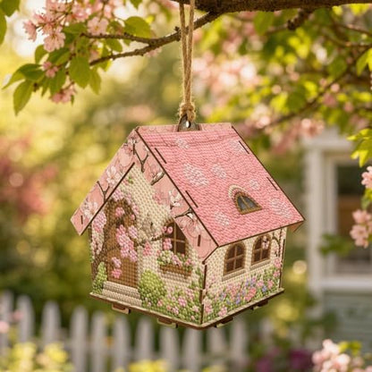 FRANDEK DIY Wooden House Diamond Art Painting Kit for Adults Home (Pink - Image 3