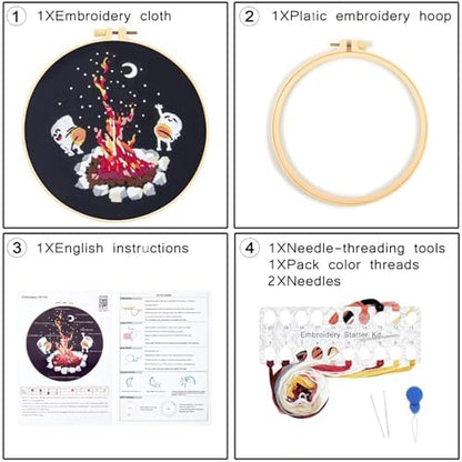 Crafmanoe Embroidery Kits for Beginners Adults, Cute Hand Embroidery Starter Kits, Counted Cross Stitch Kits for Beginners DIY Craft Kits for Adults Women, Embroidery Hoops, Thread and Video Tutorial - Image 7