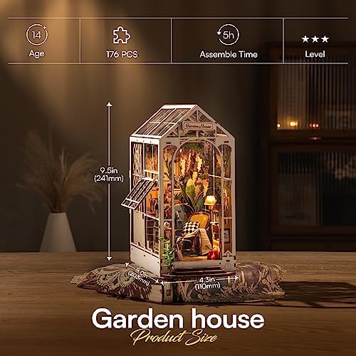 ROBOTIME Book Nook Kit, Miniature House Kit, Garden House 3D Wooden Puzzle - Image 4