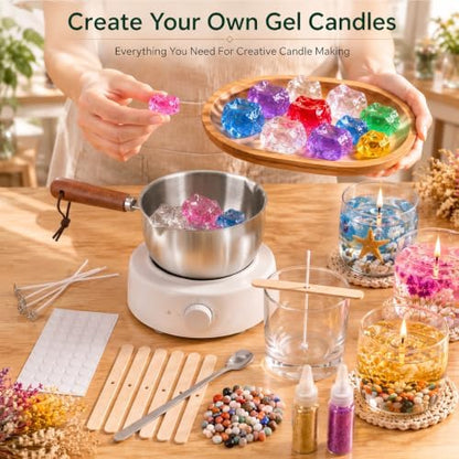 Blingfun Gel Wax for Candle Making with 4 pcs Jelly Wax,50pcs Candle Wicks & 50pcs Stickers Candle Wax for Candle Making,Handcraft Scented Candles Supplies - Image 5