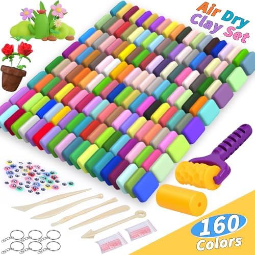 254 Pcs Air Dry Clay 160 Colors Modeling Model Magic Clay for DIY Molding Starter Kit with Sculpting Tools,Ultra Light Soft Non-Toxic Arts & Crafts Gift for Boys Girls Birthday Party Favors - Image 2