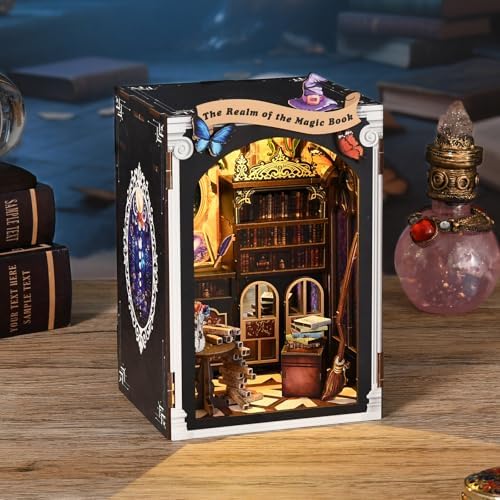 Book Nook Kit, DIY Dollhouse Miniature House with LED Bookshelf Decor Home Decor, 3D Wooden Puzzle Craft and Creative Gifts for Adults, Teens, Beginners (Magic Book) - Image 2