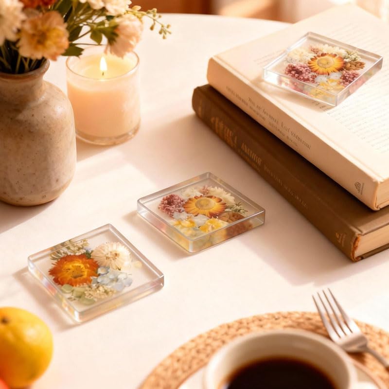 Resin Coaster Molds,Silicone Molds for Resin,12PCS with Round,Square,Octagon, Flower Coaster Molds for Epoxy Resi n,4 Shapes Silicone Molds for DIY Art,DIY Gift for Women - Image 3