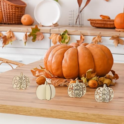 COCHIE DIY 3D Fall Pumpkin Wood Crafts to Paint for Kids Adults, Paintable Unfinished Wooden Slices for Craft, Cutouts Ornaments for Painting Decorations (24 PCS) - Image 4