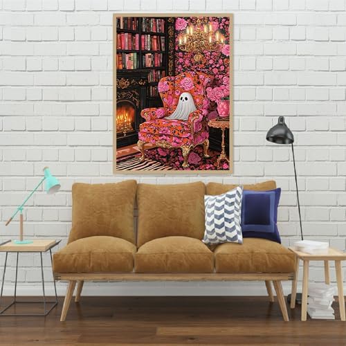 Eiazuiks Halloween Stamping Cross Stitch Kit, Halloween Counting Cross Stitch Kit for Adult Beginners, Full Line DIY Stitching Kit for Home Decor Cross Stitch Patterns Ghost 12x16 inches - Image 3