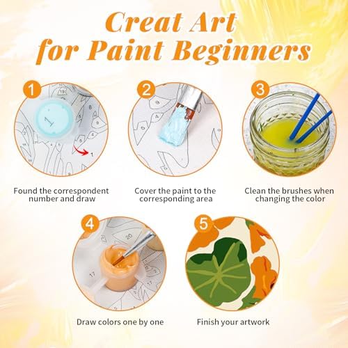 GEEHEIY 4 Pack Framed Paint by Numbers Kit for Adults, Flowers, 8 x 12 Inch - Image 6