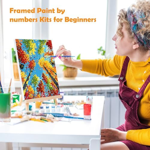 MOGTAA Tree of Life Paint by Numbers Kit for Adults Beginners with Frame, Landscape Adult Paint by Number Kits on Canvas with Easel, Easy DIY Oil Painting Kits for Home Decor, 8x12in - Image 4