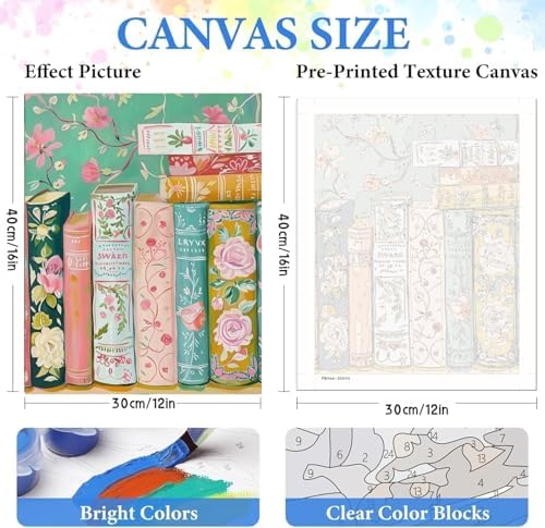 CSZPPQAF Paint by Number Kit for Adults, Book Flower Paint by Number Kits on Canvas, DIY Color Oil Painting for Home Wall Decor 12X16inch - Image 7