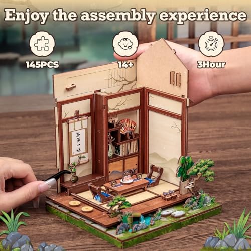 Fsolis Japanese Book Nook Kit Miniature Tea House - Image 4