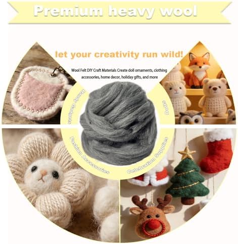 Wool Roving-3.5oz Needle Felting Wool, Soft Multi-Color Wool Fiber, Perfect Felting Wool Pure Wool, Chunky Yarn, for DIY Crafts, NeedleFelting Projects,and Artwork (Grayish Blue) - Image 3