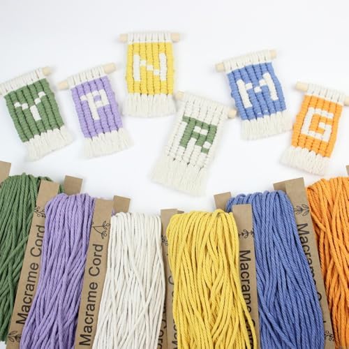 BUFANTL DIY Macrame Kit for Adults Beginners, 77 PCS Macrame Supplies with 9 Projects, 6 Colors Macrame Cord & Full Craft Materials, Great Gift Idea for Craft Lovers - Image 6