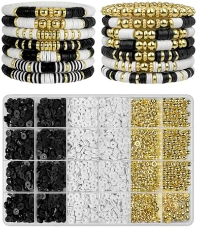 ClaBead 3200Pcs Bracelet Making Kit with Gold Beads and Gold Flower by ClaBead