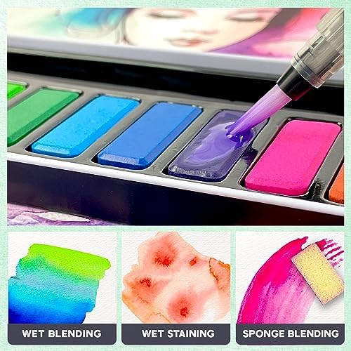ArtSkills Travel Watercolor Kit, Watercolor Paint Set with Water Brush - Image 4