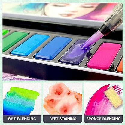 ArtSkills Travel Watercolor Kit, Watercolor Paint Set with Water Brush - Image 4