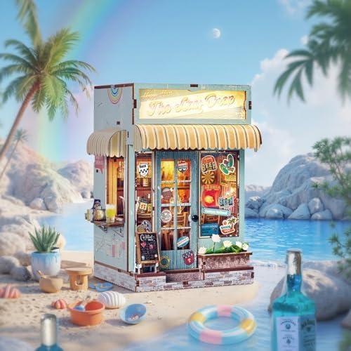 DIY Book Nook Kit, 3D Wooden Puzzle Miniature House Kit Adult, Beach Bar - Image 6