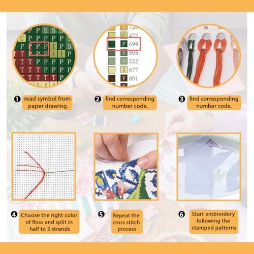 FREEBLOSS 11CT Lemon Stamped Cross Stitch Kits Embroidery Kits with Instruction Cross Stitch Wall Hanging Kit for Needlepoint Adults Wall Art Decoration 18x18in/45x45cm - Image 4