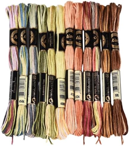12 Skeins 105 Yards Cross Stitch Floss Colorful Embroidery Thread 6 Ply Variegated Polyester Friendship Bracelet String Bulk for Sewing Making Needlecraft Knitting Clothes Stitching Decor by CABODYALS