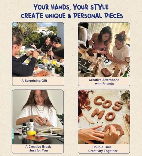 Klayful Pottery Kit for Adults – 6,6lbs Air Dry Clay Pottery Set with Tools, Paints & Brushes – DIY Arts & Crafts Kit for Beginners & Couples | Creative Gift Set for Relaxing Date Night Crafts - Image 4