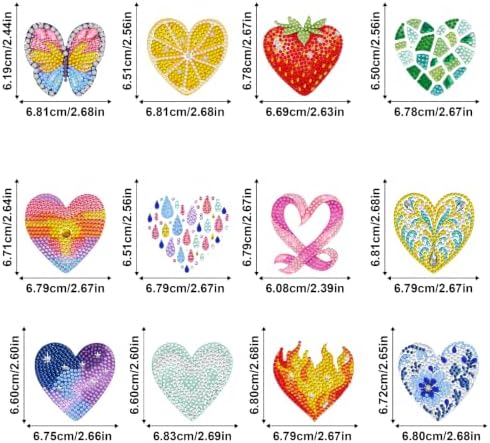 LAKEQUILL Mixed Heart 12 Pcs 5D Diamond Painting Keychain Kit - Image 6