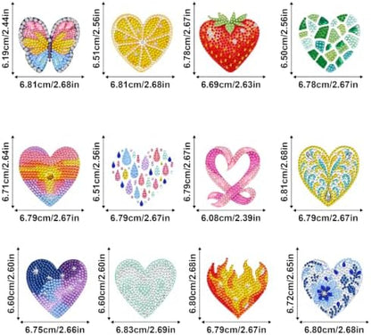 LAKEQUILL Mixed Heart 12 Pcs 5D Diamond Painting Keychain Kit - Image 6